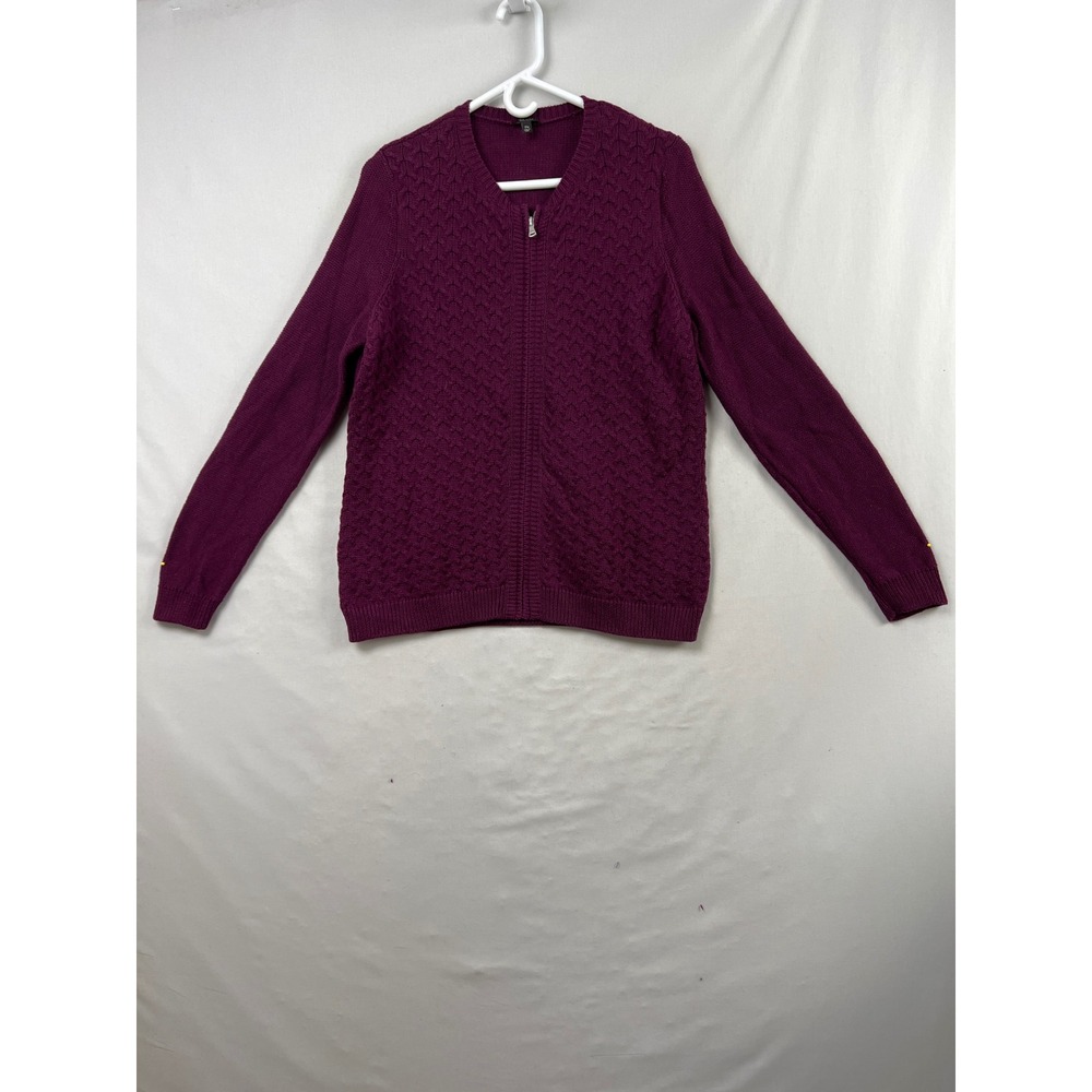 Talbots Cardigan Sweater Women 1XP Maroon Merino Wool Cashmere Blend Full Zip